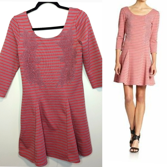 Free People Skater Dress with Low Back and Lace applique - Picture 1 of 8
